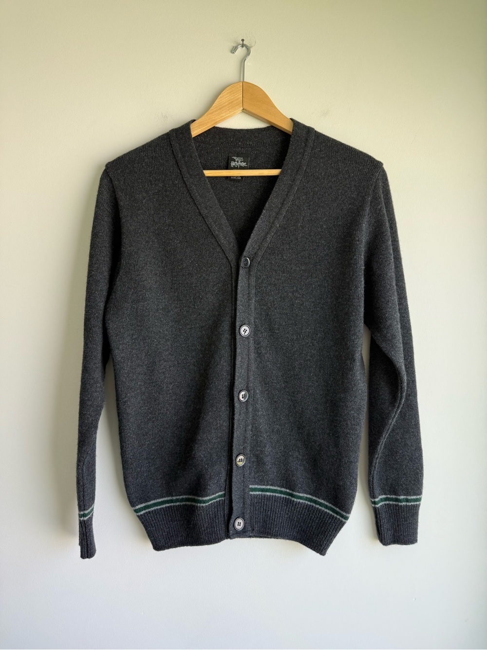 Harry Potter Universal Studios Scotland Wool Slytherin Cardigan Sweater Small